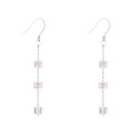 Boucles oreilles argent pendantes crochet 3 cubes en cristal - Ref 31409 - 07