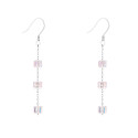 Crochet wedding earrings silver white crystal cubes pendants - Ref 31409 - 07