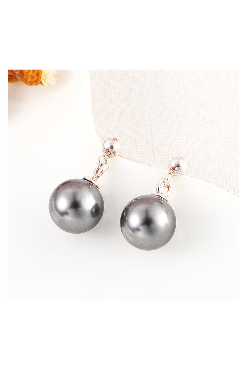 Superbe boucles d'oreilles de soirée pour femme boule argent - Ref 31419 - 01