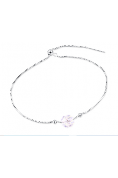 Silver bracelet for women with crystal flower Venetian mesh - 30502 #1