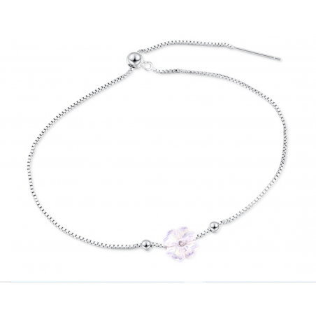 Joli bracelet argent femme fleur cristal maille vénitienne