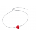 Bracelet coeur rouge en argent bijoux femme pas cher stylé - Ref 30505 - 02