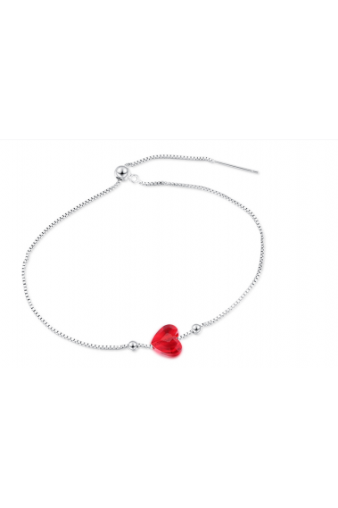 Bracelet coeur rouge en argent bijoux femme pas cher stylé - 30505 #1
