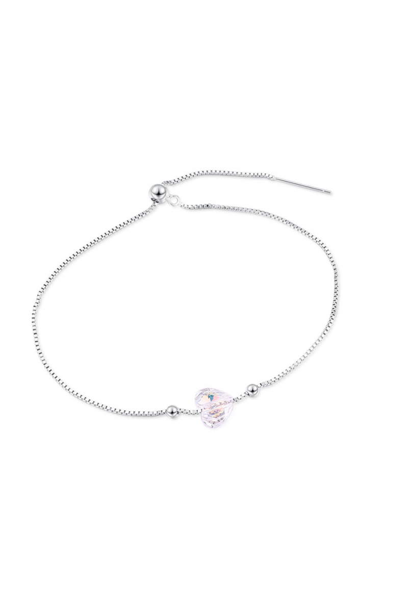 Silver jewelry bracelet multicolor white crystal stone heart - Ref 30506 - 01