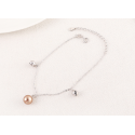 Trendy ladies bracelet rose gold pearl round lobster clasp - Ref 31423 - 03