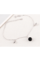 Bracelet fin avec perle de cristal noir en argent réglable - Ref 31424 - 03