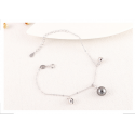 Bijou bracelet perle imitation gris argenté femme tendance - Ref 31425 - 02