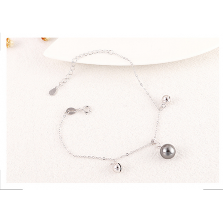 Bijou bracelet perle imitation gris argenté femme tendance