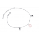 Ladies silver bracelet adjustable mesh with pink pale pearl - Ref 31426 - 03