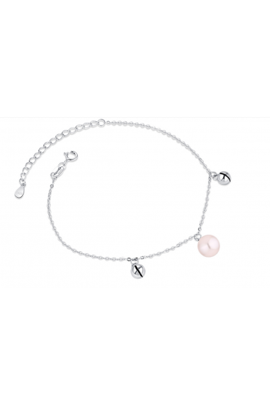 Ladies silver bracelet adjustable mesh with pink pale pearl - 31426 #1