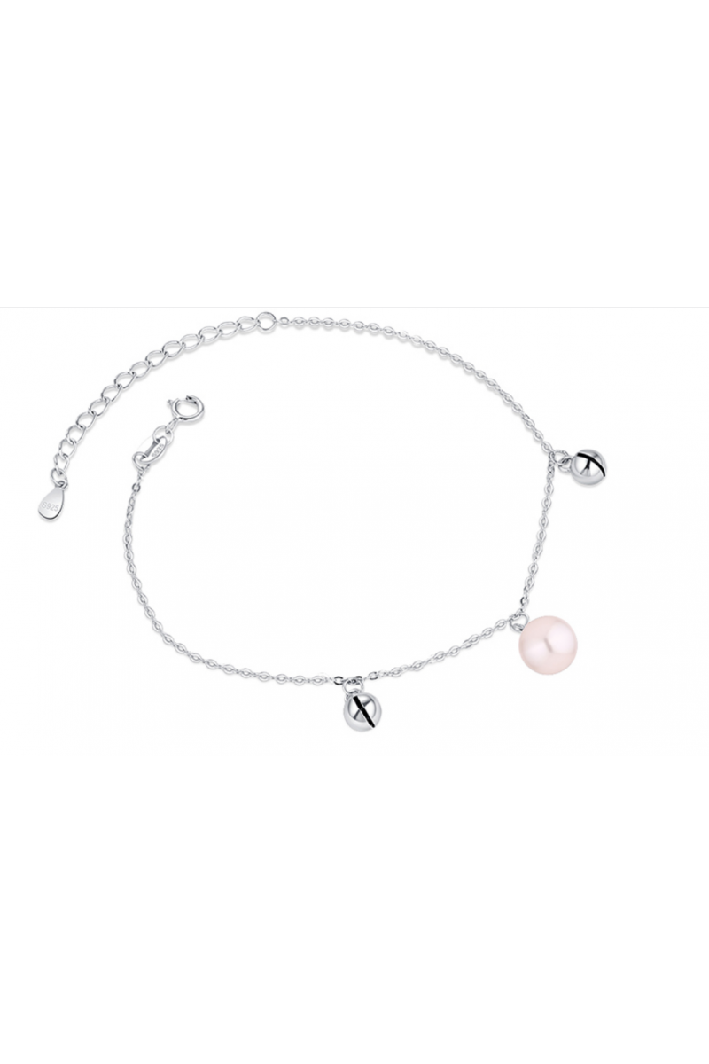 Ladies silver bracelet adjustable mesh with pink pale pearl - Ref 31426 - 01