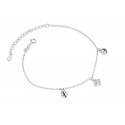 Bracelet avec pierre de cristal blanc losange en argent 925 - Ref 31427 - 02