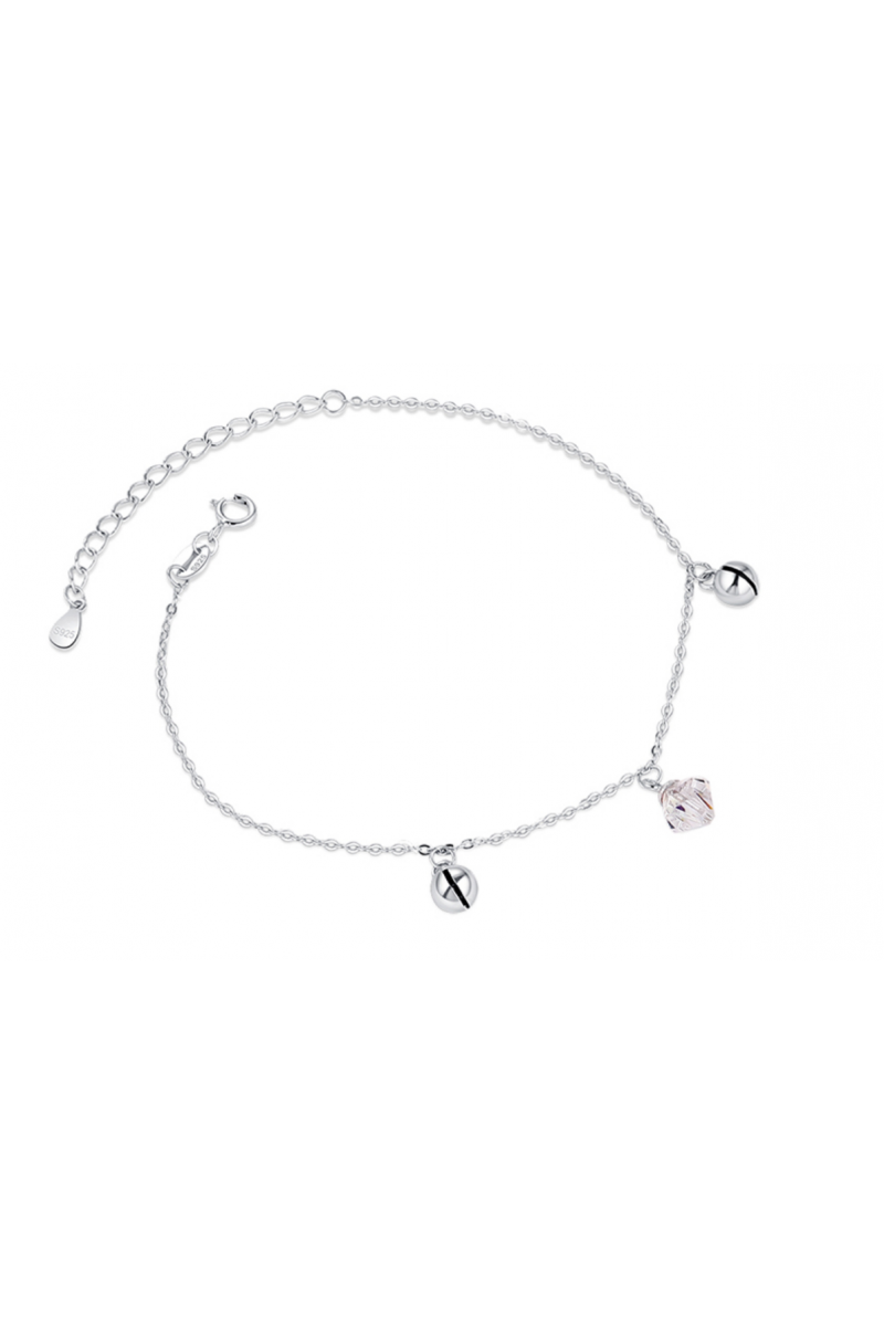 Bracelet avec pierre de cristal blanc losange en argent 925 - Ref 31427 - 01