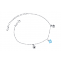 Bracelet pierre bleu ciel cristal femme pas cher mousqueton - Ref 31428 - 02