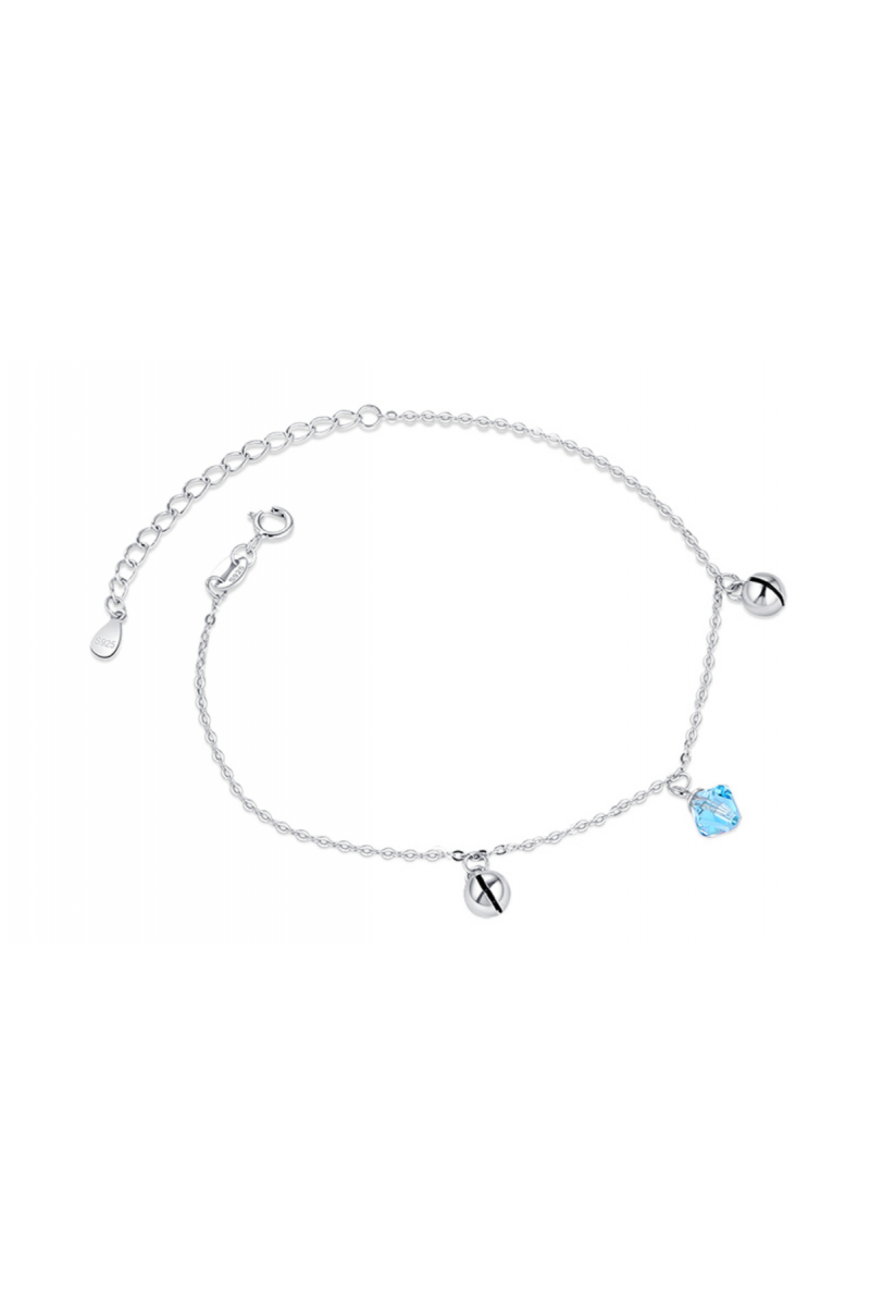 Bracelet pierre bleu ciel cristal femme pas cher mousqueton - Ref 31428 - 01