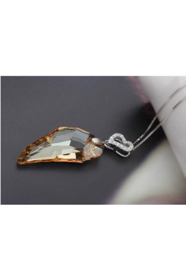 Collier femme pierre de cristal orange en argent sterling - 18592 #1