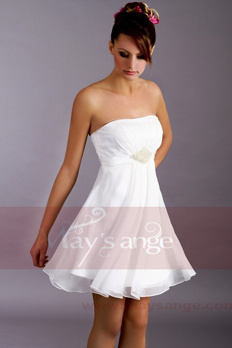 Short A-Line Strapless Graduation Party Dress - Ref C061 - 01