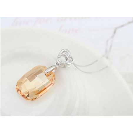 Bijoux collier femme argent sterling avec cristal doré