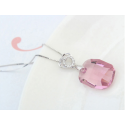 Collier tendance femme en argent 925 cristal rose - Ref 18605 - 02