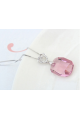 Collier tendance femme en argent 925 cristal rose - Ref 18605 - 02
