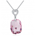 Collier tendance femme en argent 925 cristal rose - Ref 18605 - 03