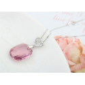 Collier tendance femme en argent 925 cristal rose - Ref 18605 - 04