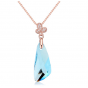 Collier doré femme avec magnifique pierre bleu ciel - Ref 21911 - 03