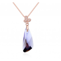 Collier swarovski argent chaîne dorée et cristal violet - Ref 21914 - 04