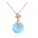 Collier doré avec cristal octogone bleu ciel magnifique - Ref 21915 - 04