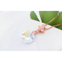 collier doré femme pendentif cristal blanc multicolore - Ref 21916 - 02