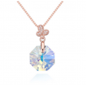 collier doré femme pendentif cristal blanc multicolore - Ref 21916 - 03