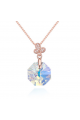 collier doré femme pendentif cristal blanc multicolore - Ref 21916 - 03