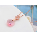 Collier papillon chaîne dorée et cristal rose géométrique - Ref 21917 - 02