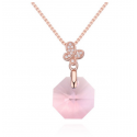 Collier papillon chaîne dorée et cristal rose géométrique - Ref 21917 - 03