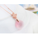 Collier papillon chaîne dorée et cristal rose géométrique - Ref 21917 - 04