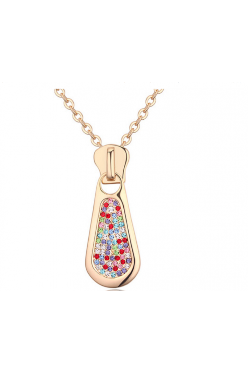 Bijoux pas cher doré avec pendentif style fermeture à strass - Ref 21918 - 01 Bijoux pas cher doré avec pendentif style fermeture à strass - Ref 21918 - 01