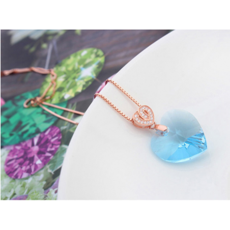 Collier pour mariage sublime cristal bleu chaîne dorée