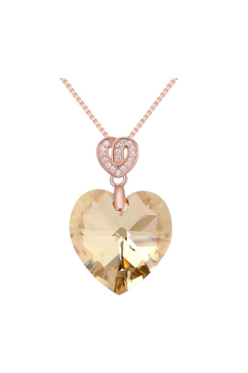 Mon petit bijou collier cristal d’ambre en forme de cœur - Ref 21931 - 01