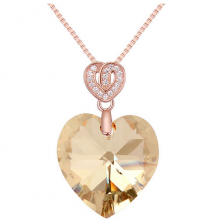 Mon petit bijou collier cristal d’ambre en forme de cœur