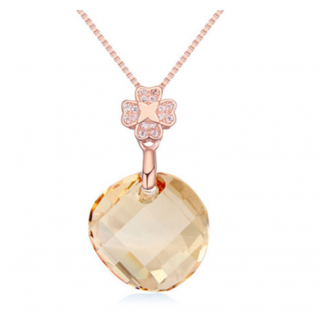 Collier pendentif rond cristal chaîne argent femme