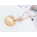 Collier pendentif rond cristal chaîne argent femme - Ref 21936 - 04