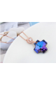 Collier pendentif croix pierre cristal bleu violet chaîne dorée - Ref 21939 - 04