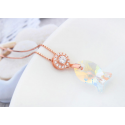 Collier pendentif poisson joli cristal blanc multicolore - Ref 21942 - 02