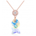 Collier pendentif poisson joli cristal blanc multicolore - Ref 21942 - 03