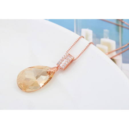 Collier femme pas cher pierre goutte d’eau ambre