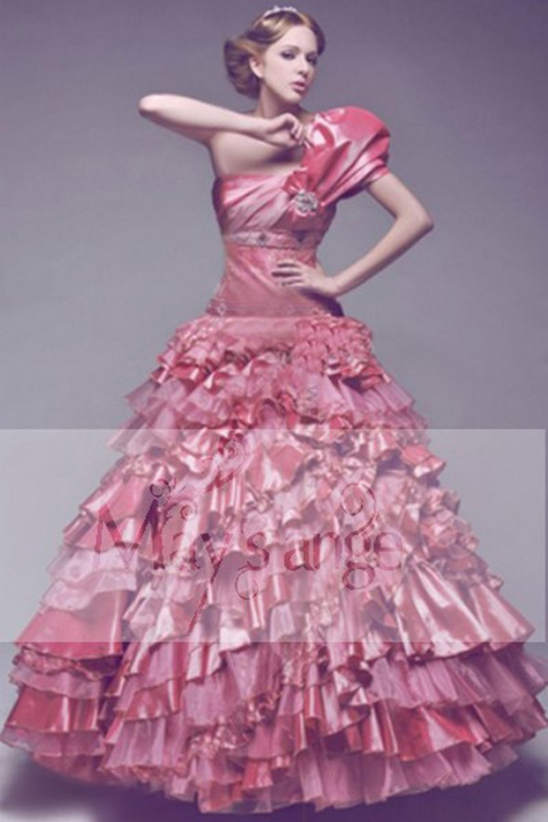 Robe de bal rose Effet glossy - Ref P014 - 01 Robe de bal rose Effet glossy - Ref P014 - 01