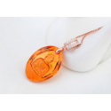 Collier pendentif rond pierre brillant orange avec dessin - Ref 21950 - 02