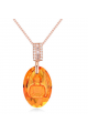 Collier pendentif rond pierre brillant orange avec dessin - Ref 21950 - 03