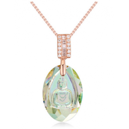 Collier femme pas cher pendentif rond pierre cristal