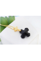 Collier femme fantaisie pendentif en forme de croix noire - Ref 21953 - 02